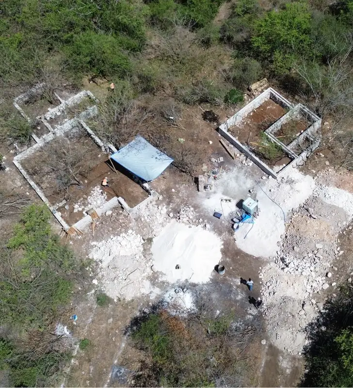 Vista aérea de la cimentación de las villas